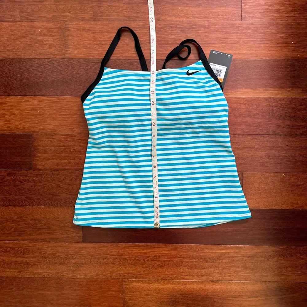 NIKE Laser Stripe Racerback Tankini Swimsuit Blue - Picture 5 of 8